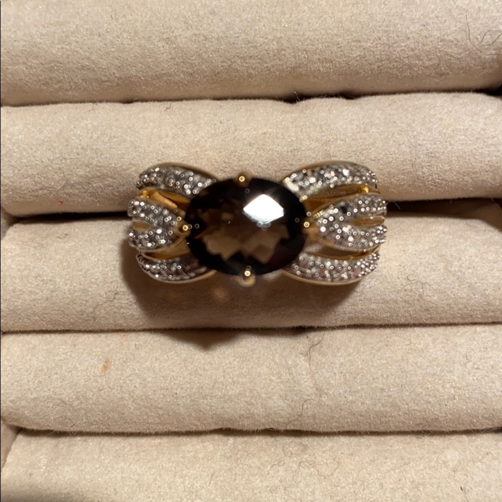 Genuine Smokey Quartz Oval East/West setting Ring - Picture 2 of 10